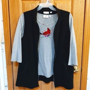 Quacker Factory Christmas Cardinal Vest Set Size XL - Vintage from 1990's